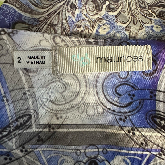 Women's Maurices Blouse Tunic Top Studded Size 2 Blue Green Grey Plus Size - Picture 5 of 14